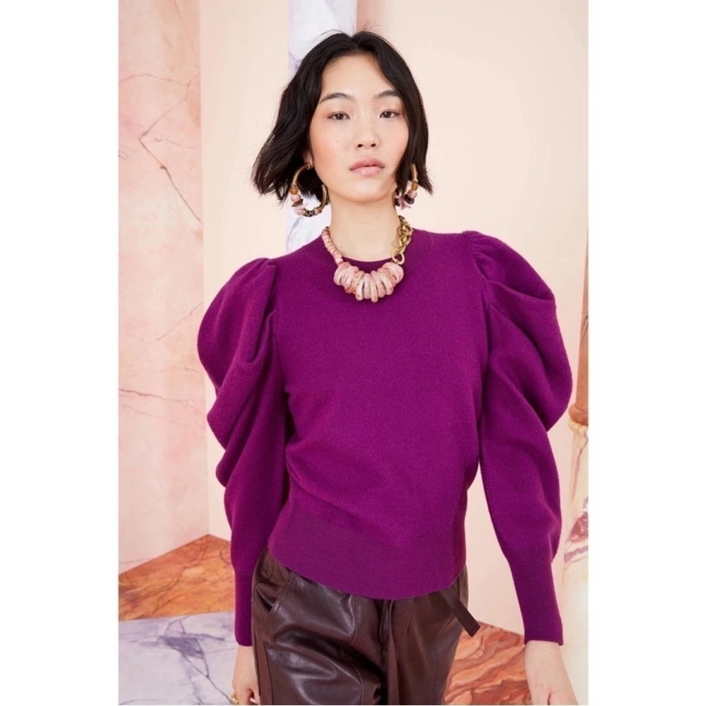 Ulla Johnson Marin Leg of Mutton Sleeve Wool Pullover Sweater Size L